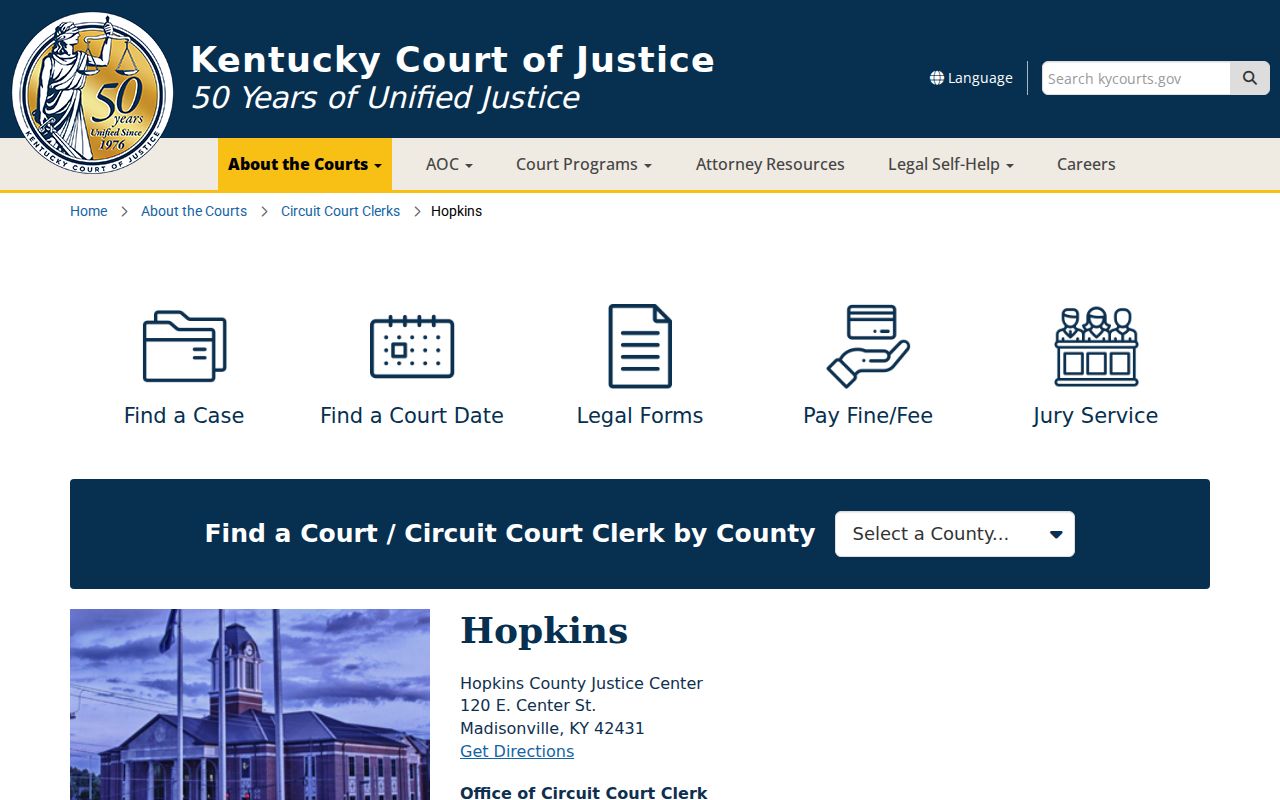 Hopkins County criminal court cases Justice Center page