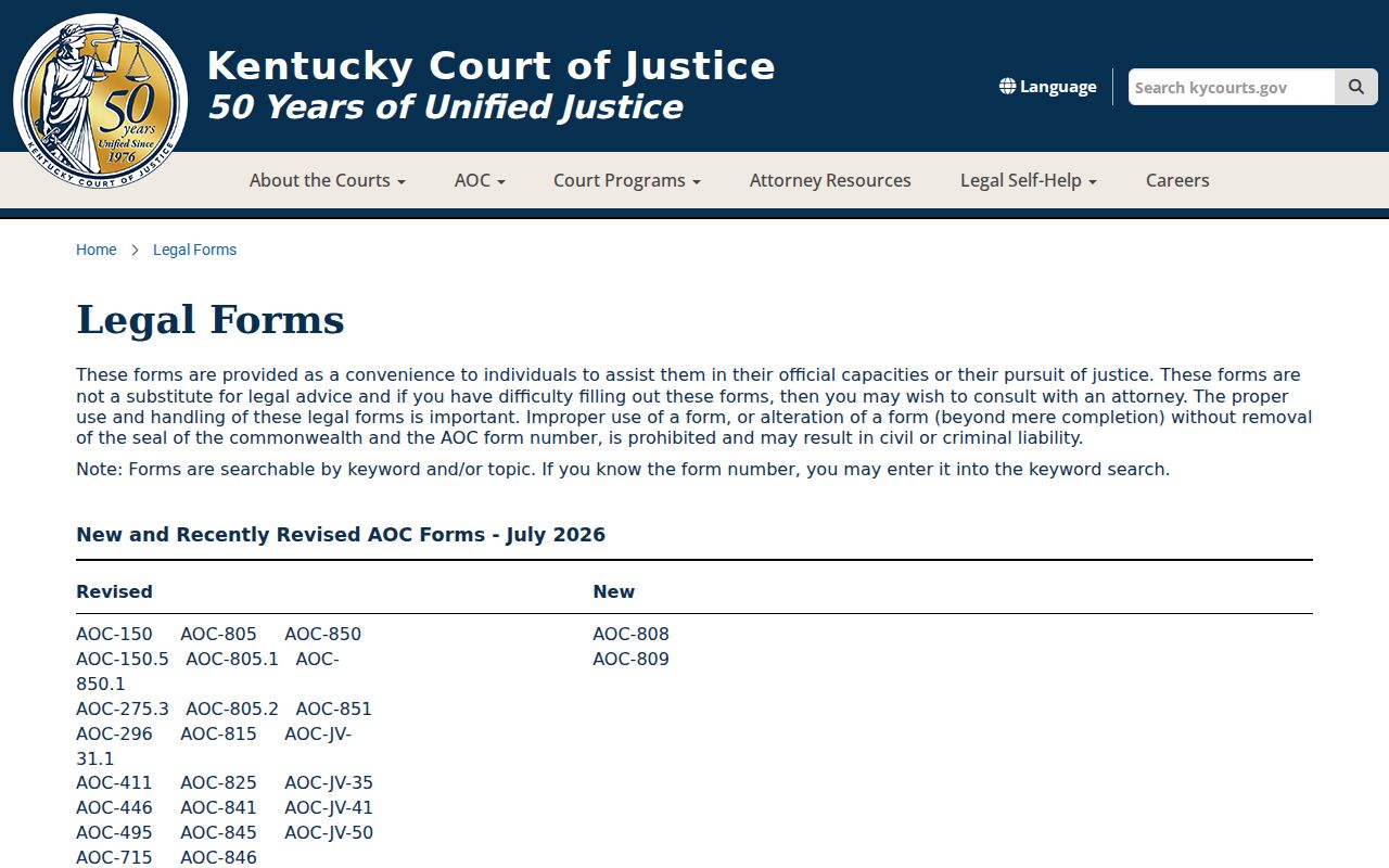 Dawson Springs criminal court records and Kentucky legal forms