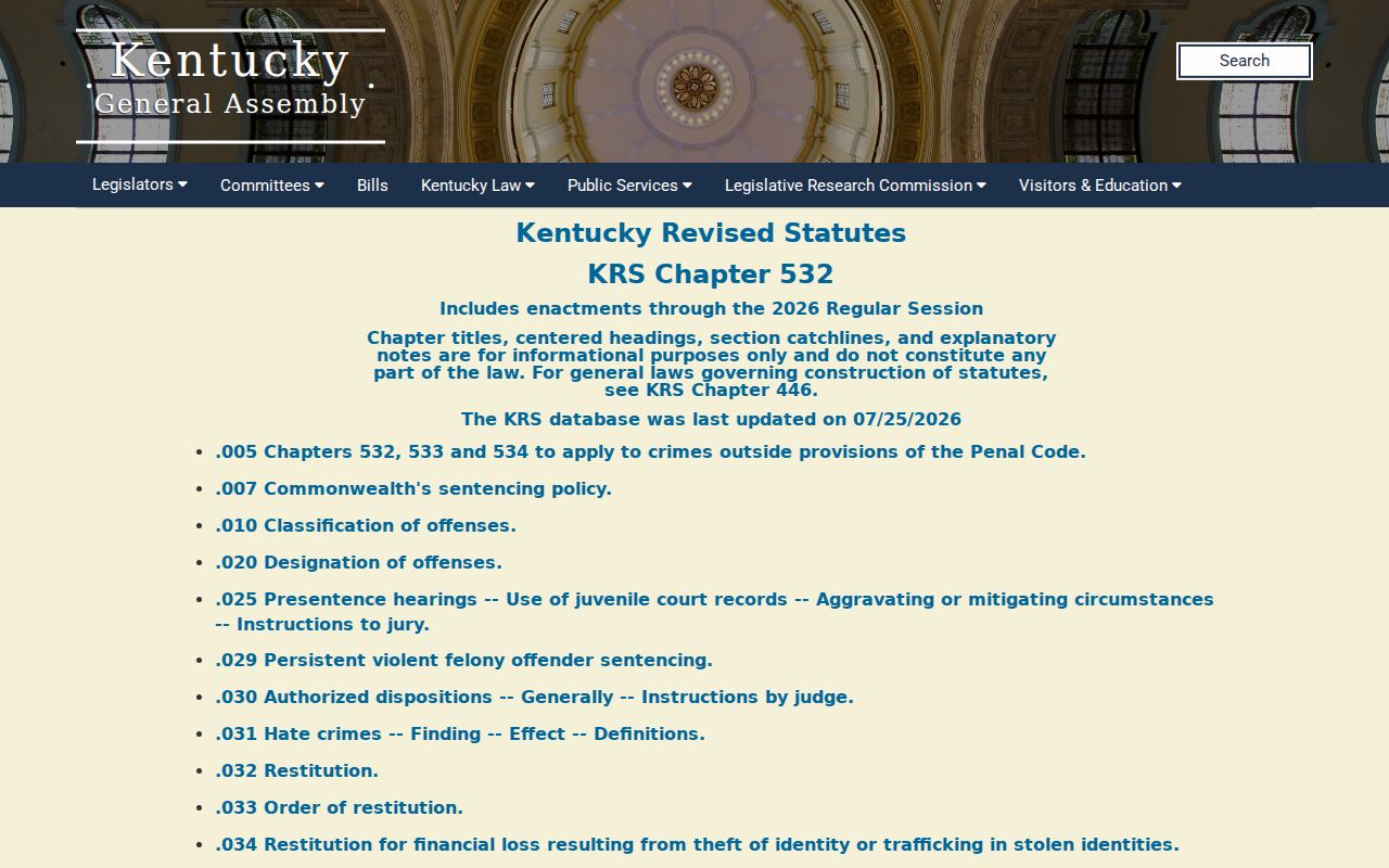 Hopkins County criminal records source for Nortonville fines under KRS Chapter 534