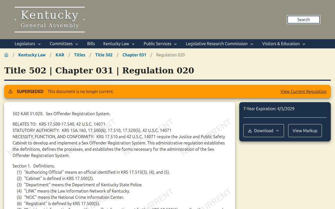 Hopkins County sex offender search KSP registration regulation